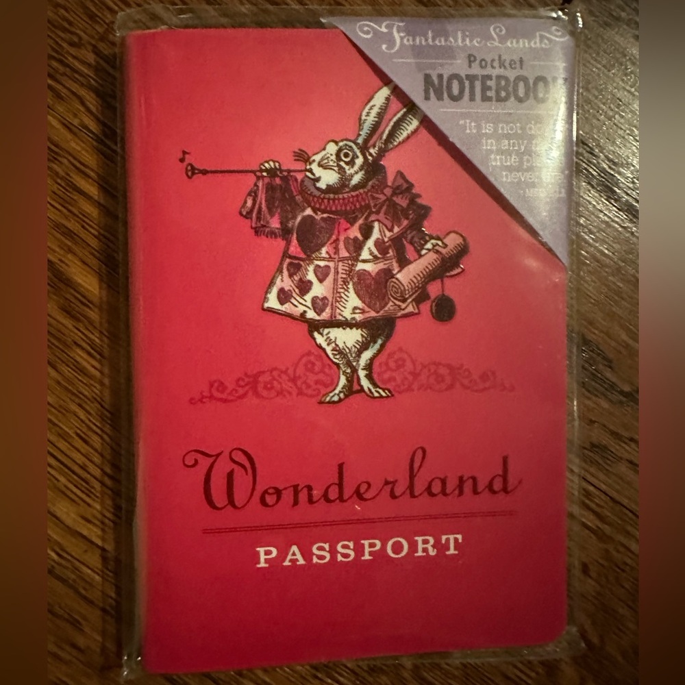 Vintage Alice in Wonderland mini passport pocket notebook Fantastic Lands NIP